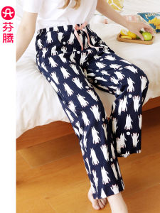 FenTeng Pure Cotton Sleepwear Casual Loose Home Pants Womens Large Size Spring Autumn Long Trousers Comfortable Breathable