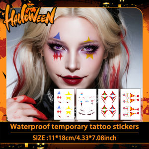 Halloween Horror Temporary Tattoo Sticker Long-lasting and Waterproof Clown Tattoo Sticker for Face Arm