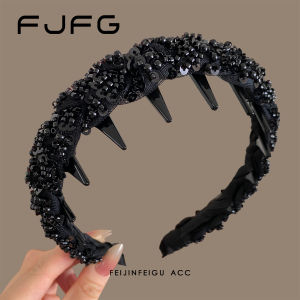 Handmade Beaded Toothed Hairband Womens Luxury High Hairline Face Slimming Headband Versatile Anti-slip Hair Accessories