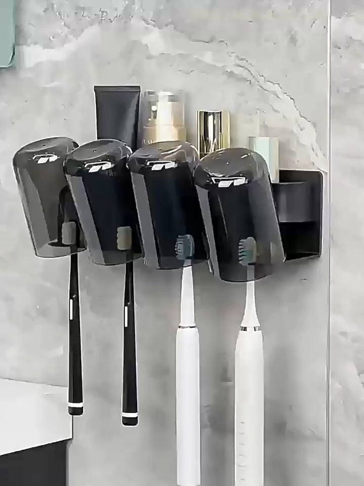 AIYU space aluminum toothbrush rack wall-mounted bathroom punch-free electric toothbrush cup rack-in stock in Kuala Lumpur