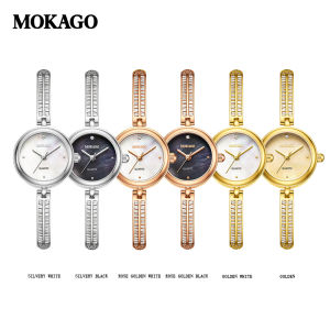 MOKAGO Womens Quartz Watch Casual Commuter Watch Copper Bracelet Mother-of-Pearl Dial Waterproof