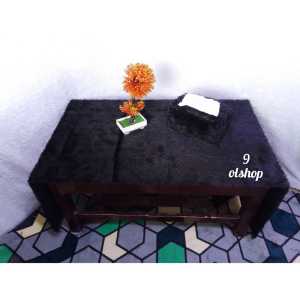 Taplak meja ruang tamu aestetik bulu rasfur+sarung tisu.