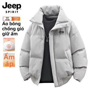 JEEP SPIRIT | Áo Khoác Quilted Cách Nhiệt Mới Dày Cho Thu Đông Cổ Đứng