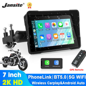 Jansite 7 inch 2K HD Motorcycle DVR Navigation GPS Wireless CarPlay Android Auto Screen for motorcycle Portable Moto Monitor