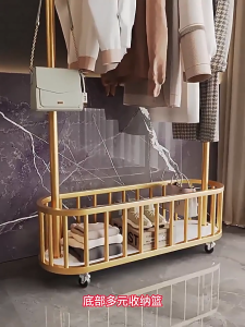 SiamHome Luxury Wheeled Stainless Steel Clothes Rack Drying Rack Bedroom Floor Standing Shelf Cloth Organizer Hanger Clothes Hanger Rak Baju 衣帽架 收纳架