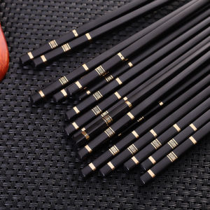 【On Sale】10Pcs Kitchen Household High-grade Chopsticks Non-slip Gold Chopsticks