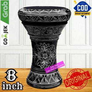 Gendang Atau Darbuka Kayu 8 inch Hitam Silver Power Beat Hitam Made In Taiwan