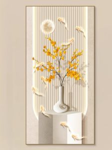 Modern Minimalist Self-Adhesive Wall Art Green Plant Corridor Passage Vertical Living Room Nordic Style Sticker Decorations