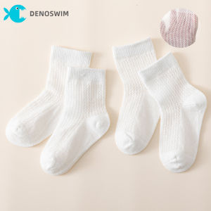 Denoswim màu trắng tinh khiết bé cotton vớ mềm mỏng trẻ sơ sinh nam nữ tất lưới thoáng khí mùa hè trẻ sơ sinh vớ trẻ em