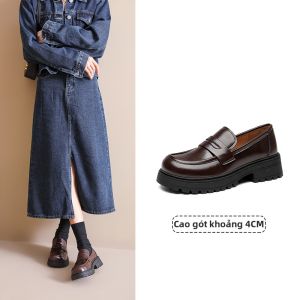 DUSTO | Dép Lười Gót Đục Địch Màu Đen