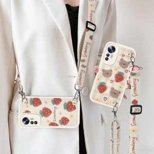 เคสโทรศัพท์มือถือ Xiaomi 14 แบบสะพายข้าง 13 Ultra Mix4 12s Strawberry Bear Civi3 สายรัด 12 สายรัด Civi4 แบบสร้างสรรค์ pro ป้องกันการตกหล่น 11 วัยรุ่น 10s ปกป้อง