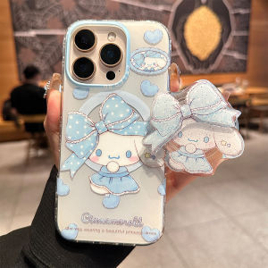 Cute Cartoon Cinnamon Dog Phone Case for Apple 16Promax Full Cover Butterfly Knot Stand Female Style Anti-Fall Protection Shell