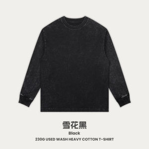 Retro European Style Mens Long Sleeve T-Shirt Washed Distressed Loose Fit Autumn Wear Pure Cotton High Street Trend Top