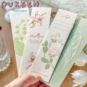 DUKEEN 20pcs Natural Imprinting Retro Embossed Letterpress Bookmark Bullet Journaling Accessories Aesthetic Student Supplies Bookmarker