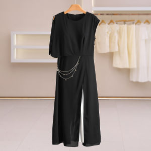 Design Chain Decoration Round Neck Slimming Dress