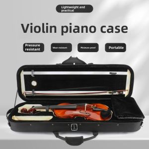 Ultra-Lightweight Violin Case Bag Canvas Double Shoulder Strap Lockable Retro Style Professional Large Sheet Music Bag Box