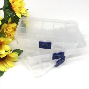 10 Grid Transparent Fixed With Slot Beaded Anti-string Grid Plastic Storage Box Fishing Lure Classification Parts Division Box