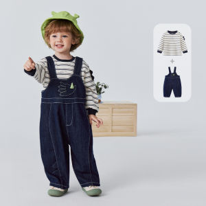 MINI BALA | Cotton Elastic Dinosaur Designed Trousers and T-shirt Set