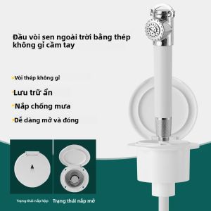 Bộ Vòi Sen Du Thuyền Bằng Thép Không Gỉ Với Vòi Phun Dạng Búa Dây Dẫn 8-13 Feet Vỏ Nhựa Tích Hợp Rãnh Đựng Cốc Dành Cho Phụ Kiện Thuyền