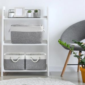 Collapsible Household Storage Box Rectangle Sundries Storage Basket with Rope Handle for Underwear Socks Baby Toy Organizer