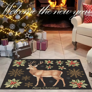 VIKAMA Christmas Happy Carpet Durable and Easy to Clean Entrance Hall Floor Mat Holiday Decoration Floor Mat Home Decoration