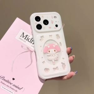 Sanrio | Cute Sparkling Powder Bow Ballet Melody Case for iphone 17 16 15 Pro Max 17 Sweet Girl Cartoon Shockproof Protective Phone Cover