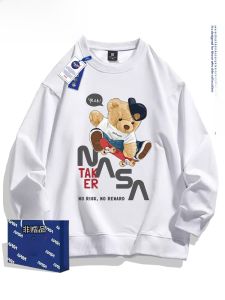 เสื้อสเวตเตอร์คอกลมแขนยาวหลวมๆ แฟชั่นสำหรับผู้ชายและผู้หญิงจาก NASA Den สไตล์อเมริกัน เสื้อผ้าทำงานฤดูใบไม้ร่วง