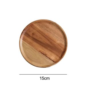 15-25cm Natural Wood Circular Tray Household Snacks Fruit Plate Cake Dessert Snack Container Nut Tray Dinner-table Tableware
