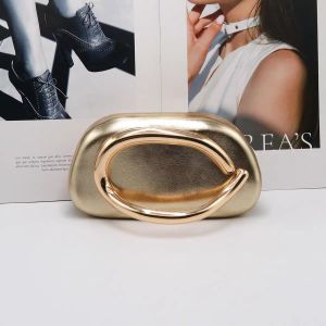 Gold Metal Closure Box Clutch Bag Women Evening Wedding Party Cute Purse Bag Handbag Dark Red Beige 2025 Spring New Fashion Ins