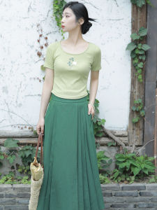 Áo Thun Tay Ngắn Thêu Hoa Mùa Hè Thường Ngày Cổ Tròn Dáng Ôm Màu Trơn Phong Cách Thường Ngày Dành Cho Nữ