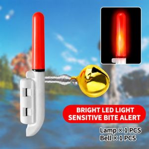 Hlinkey Độ Nhạy Cao cần câu Ánh Sáng Clip 10 Bộ âm thanh và ánh sáng chuông báo động đèn LED chống nước câu cá ban đêm thanh phao Cr425 Powered dụng cụ thiết bị Cho Biển Sông Hồ