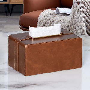 Luxurious Leather Tissue Box Simple Modern Creative Home Living Room Design Retro Drawstring Paper Box High End Style