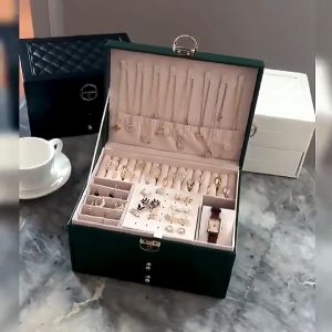 SEAN Elegant Jewelry Box Organizer Large Capacity 3 Layers Luxury Case Jewelry Box Drawer with Lock