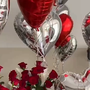 12pcs 18inch Red Silver Star Heart Shaped Foil Balloons Party Decorations Set for Wedding Birthday Anniversary Baby Shower Bridal Party Decor Mura Globos