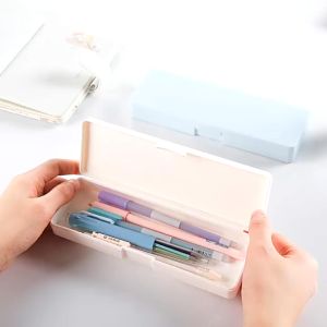 Transparent Plain plastic pencil box DIY storage case school student large capacity office supplies