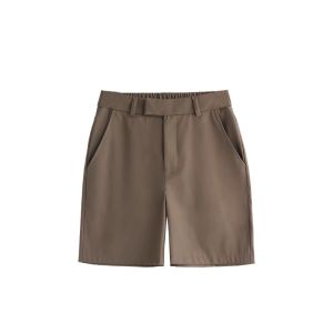 Retro Brown Womens High Waisted Slim Shorts