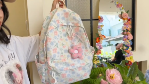 Balo nữ in hoa lá vintage cặp sách laptop 16 inch học sinh phong cách trẻ trung du lịch thời trang Hàn Quốc đẹp xinh