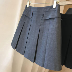 High Waist A-Line Mini Skirt Womens Spring Fashion College Style Pleated Short Skirts Elegant Polyester Blend Skirts