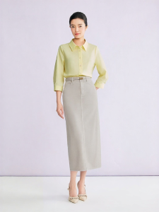 Fashion Elegant Commuter Turn-down Collar Smooth Textured Shirt
