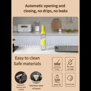 Oil Dispenser Bottle Sauce Glass Bottle Automatic Opening Bottles For Oil / Vinegar / Soy Sauce Container