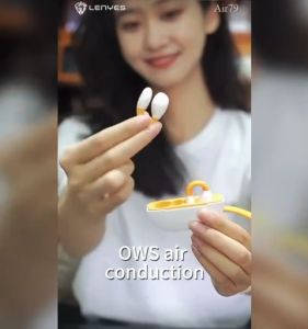 AIR79 - Handsfree Bluetooth LENYES AIR-79 Headset TWS Bluetooth Wireless 5.3 Smart Touch Hifi Stereo OWS Earphone Air Conduction Model Anting