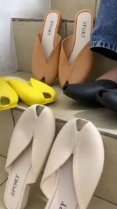 OKAIDO Sandal Sepatu Selop Wanita Karet Korea Empuk Nyaman Untuk Kuliah Pesta Shoes Sendal Kasual