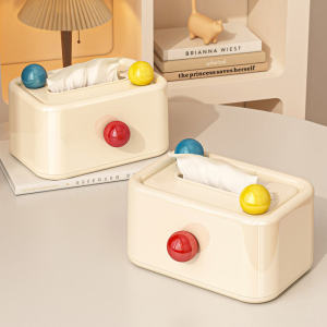 Tissue Box Cover Rectangular Facial Tissue Box with Built-in Spring Tissue Dispenser for Bathroom Bedroom Office Living Room Tissue Box Holder