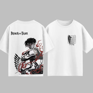 Bandai | Japanese Anime Attack on Titan Levi Ackerman T-shirt Men and Women Cotton Summer Top Harajuku Style Fashion Short Sleeved Tees