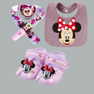 Disney | Baby nipple clip chain cute shoes with baby nipples Minnie Mouse baby bib baby nipple holder baby teething toy set newborn set