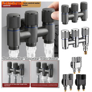 (local delivery) Kebidumei Aluminum Alloy 3 Way One-in Three-out Angle Valve for Bathroom Toilet Washing Machine Balcony Three Head Water Tap Bathroom Fittings