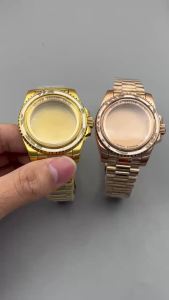 40mm SEA Style Sapphire Glass Watch Case With New Curved End President Bracelet Fit NH Miyota DG ETA2824 PT5000 Movements