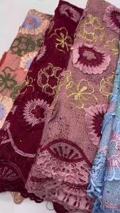 Luxury Nigerian Guipure Lace Fabric with Applique Stones 2026 African Mesh 3D Flower Fabric for Evening Dresses Sewing AT2720