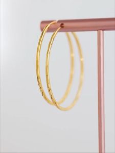 24K Saudi Gold Nasasangla pawnable 100% Original Gold car flower large circle earrings for women gift