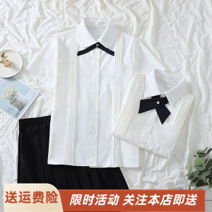 Breathable Wild Original Jk Short Sleeve Accordion Pleat Basic Style Japanese College Wind Versatile White Shirt Women
